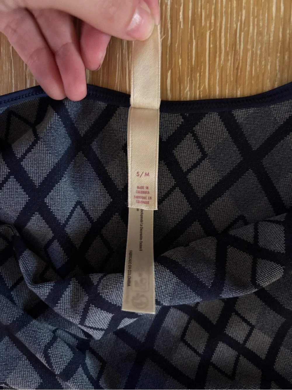 Free People Navy and Light Gray Geometric Crop Top